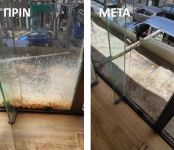 Καθαρισμός τζαμιών με χρήση σκαλωσιάς Καθαρισμός τζαμιών με χρήση σκαλωσιάς